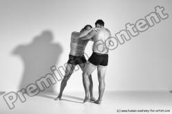 Underwear Martial art Man - Man White Moving poses Athletic Short Brown Dynamic poses Academic